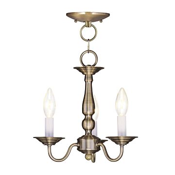Williamsburgh 3-Light Mini Chandelier with Ceiling Mount in Antique Brass