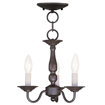 Williamsburgh 3-Light Mini Chandelier with Ceiling Mount in Bronze