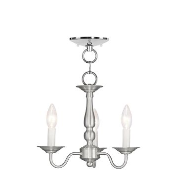 Williamsburgh 3-Light Mini Chandelier with Ceiling Mount in Brushed Nickel