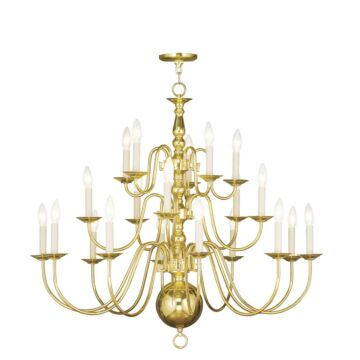 Williamsburgh 20-Light Chandelier in Polished Brass