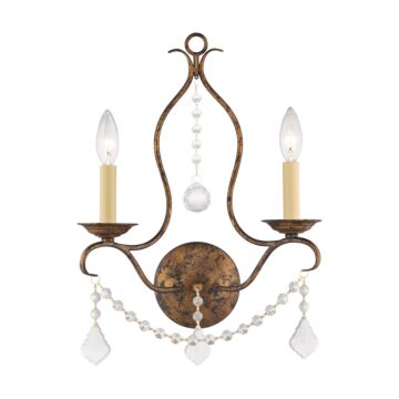 Chesterfield 2-Light Wall Sconce in Hand Applied Venetian Golden Bronze