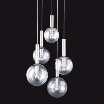 Bubbles Five Light Pendant in Polished Nickel by Sonneman