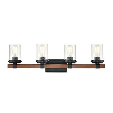 Taos Four Light Vanity in Matte Black Wood Grain by Millennium