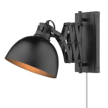Hawthorn BLK One Light Wall Sconce in Matte Black by Golden
