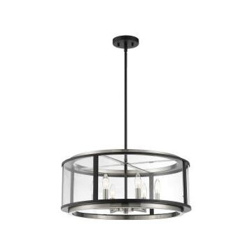 Tambouro 6-Light Pendant in Matte Black With Satin Nickel