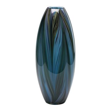 Peacock Feather Vase in Multi Colored Blue by Cyan