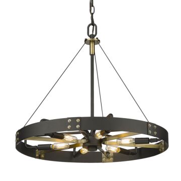 Vaughn Six Light Pendant in Natural Black by Golden