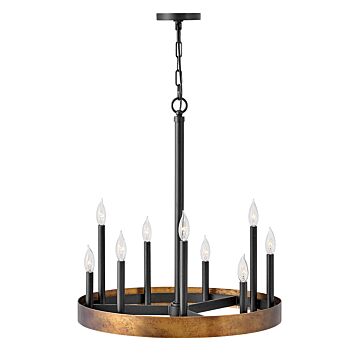 Hinkley Wells 9-Light Pendant In Weathered Brass