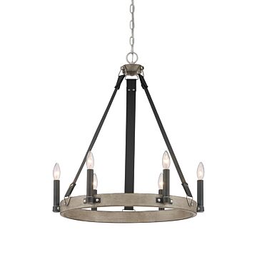 Minka Lavery Rawson Ridge 6 Light Chandelier in Aged Silverwood And Coal