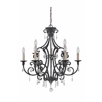 Bentley Nine Light Chandelier in Matte Black by Craftmade