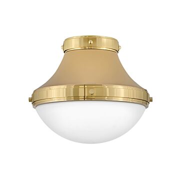 Hinkley Oliver 1-Light Flush Mount Ceiling Light In Bright Brass