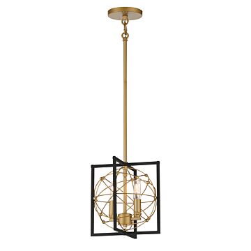 Minka Lavery Titans Trace 2 Light Pendant Light in Sand Coal with Painted Honey Gold