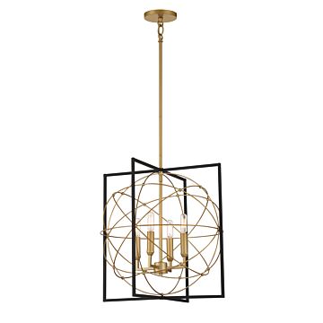 Minka Lavery Titans Trace 4 Light Pendant Light in Sand Coal with Painted Honey Gold