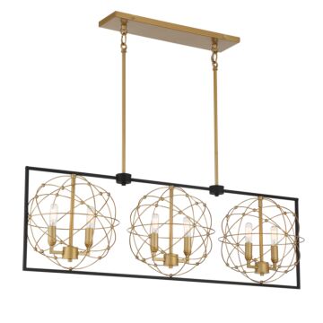 Minka Lavery Titans Trace 6 Light Pendant Light in Sand Coal with Painted Honey Gold