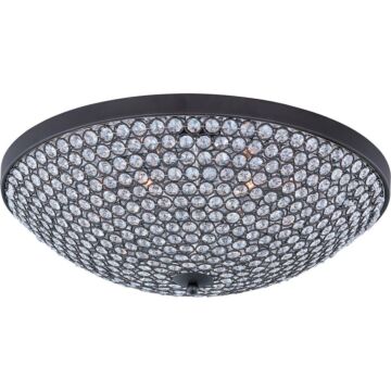 Maxim Lighting Glimmer 19 Inch 6 Light Beveled Crystal Flush Mount in Bronze