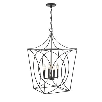 Tracy Four Light Pendant in Matte Black by Millennium