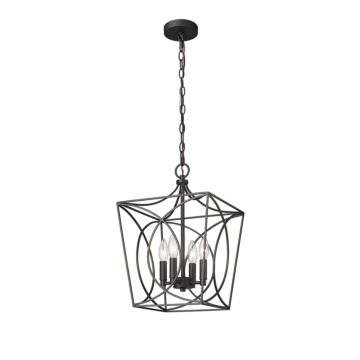 Tracy Four Light Pendant in Matte Black by Millennium