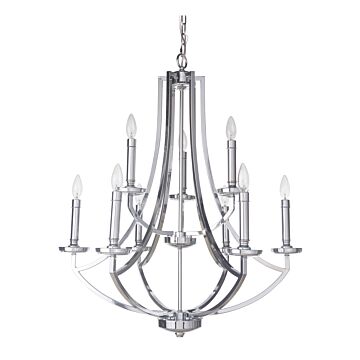 Craftmade Hayden 9 Light Transitional Chandelier in Chrome