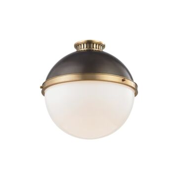 Latham One Light Flush Mount in Aged Antique Distressed Bronze by Hudson Valley