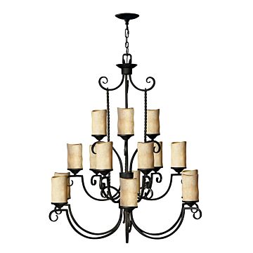 Hinkley Casa 15 Light Three Tier Chandelier in Olde Black