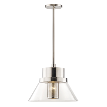 Paoli One Light Pendant in Polished Nickel by Hudson Valley