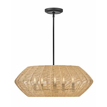 Hinkley Luca 5-Light Chandelier In Black With Camel Rattan Shade