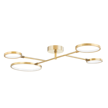Saturn LED Flush Mount in Aged Brass by Hudson Valley