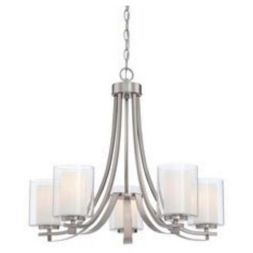 Parsons Studio Five Light Chandelier in Brushed Nickel by MinkaLavery