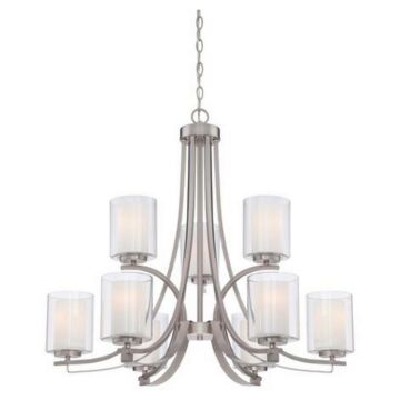 Parsons Studio Nine Light Chandelier in Brushed Nickel by MinkaLavery