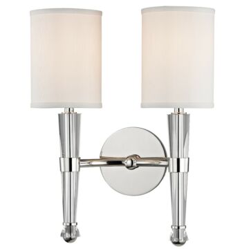 Volta Two Light Wall Sconce in Polished Nickel by Hudson Valley