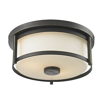 Z-Lite Savannah 2-Light Flush Mount Ceiling Light In Olde Bronze