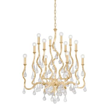 Aveline 12 Light Chandelier in Gold Leaf by Corbett Lighting