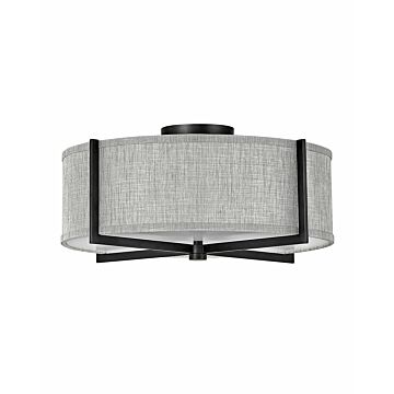 Hinkley Axis Heathered Gray 3-Light Semi-Flush Ceiling Light In Black