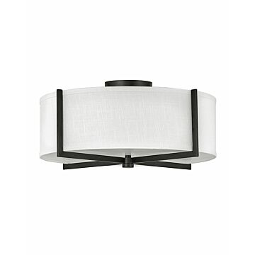 Hinkley Axis Off White 3-Light Semi-Flush Ceiling Light In Black