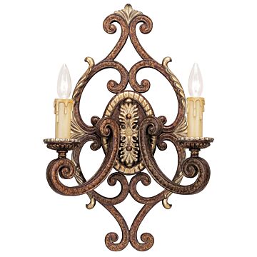 Seville 2-Light Wall Sconce in Palacial Bronze w with Gildeds