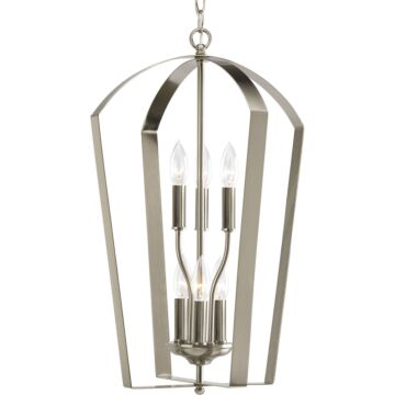 Gather 6-Light Foyer Pendant in Brushed Nickel