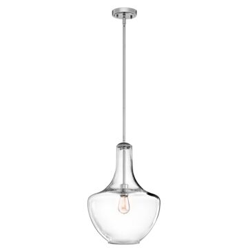 Everly One Light Pendant in Chrome by Kichler