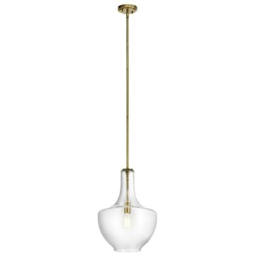 Everly One Light Pendant in Natural Brass by Kichler