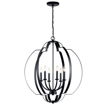 Voleta Six Light Foyer Chandelier in Black by Kichler
