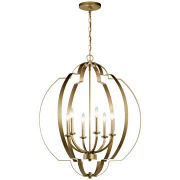 Voleta Six Light Foyer Chandelier in Natural Brass by Kichler