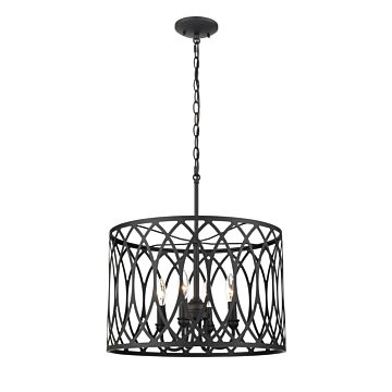 Arelyn Four Light Pendant in Matte Black by Millennium