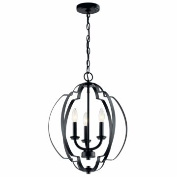 Voleta Three Light Pendant in Black by Kichler