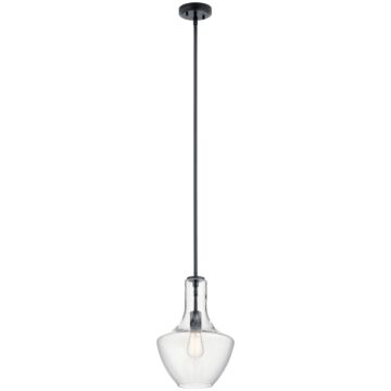 Everly One Light Pendant in Black by Kichler