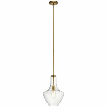 Everly One Light Pendant in Natural Brass by Kichler