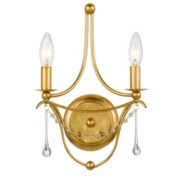 Metro Two Light Wall Sconce in Antique Gold by Crystorama