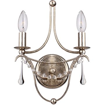 Metro Two Light Wall Sconce in Antique Silver by Crystorama