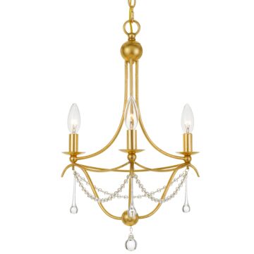 Metro Three Light Mini Chandelier in Antique Gold by Crystorama