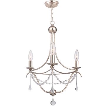Metro Three Light Mini Chandelier in Antique Silver by Crystorama