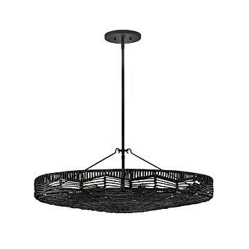 Ophelia 6-Light Medium Convertible Pendant in Black with Black Natural Shade