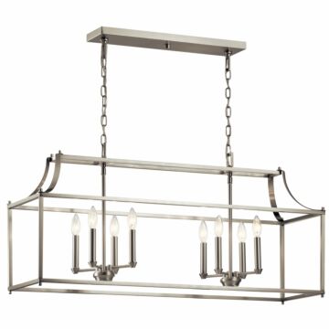 Morrigan Eight Light Linear Chandelier in Brushed Nickel by Kichler